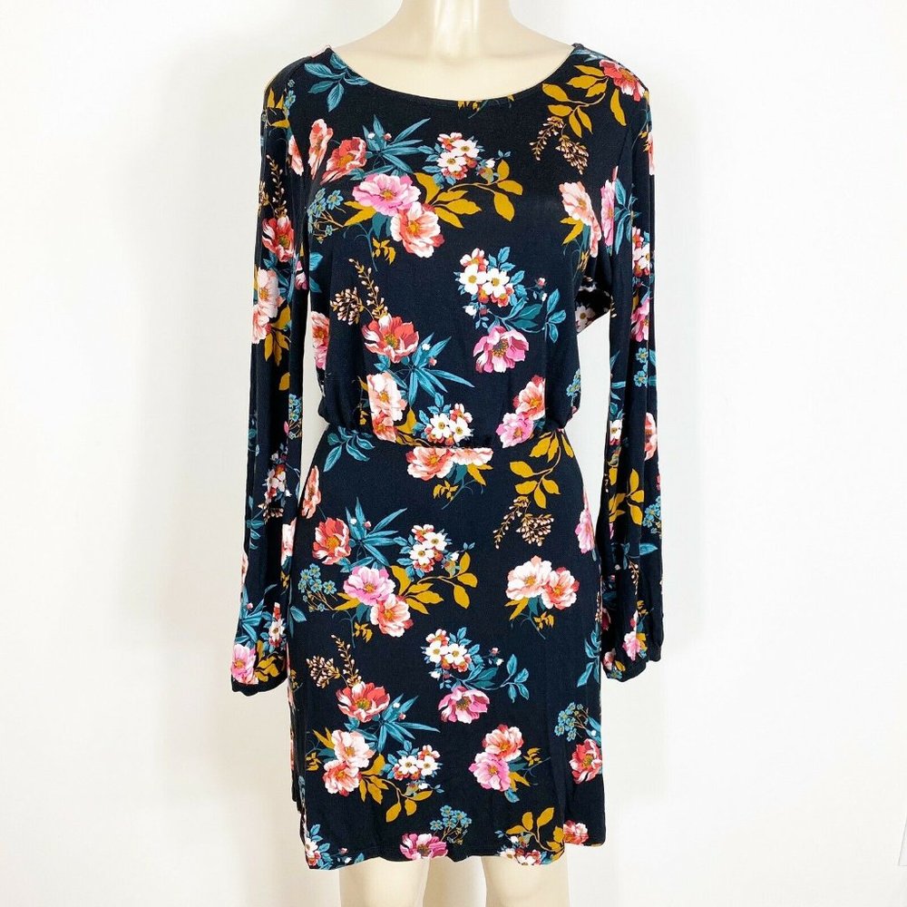 LOFT spring work wear‎ career dress Black Floral springtime Print Size 8